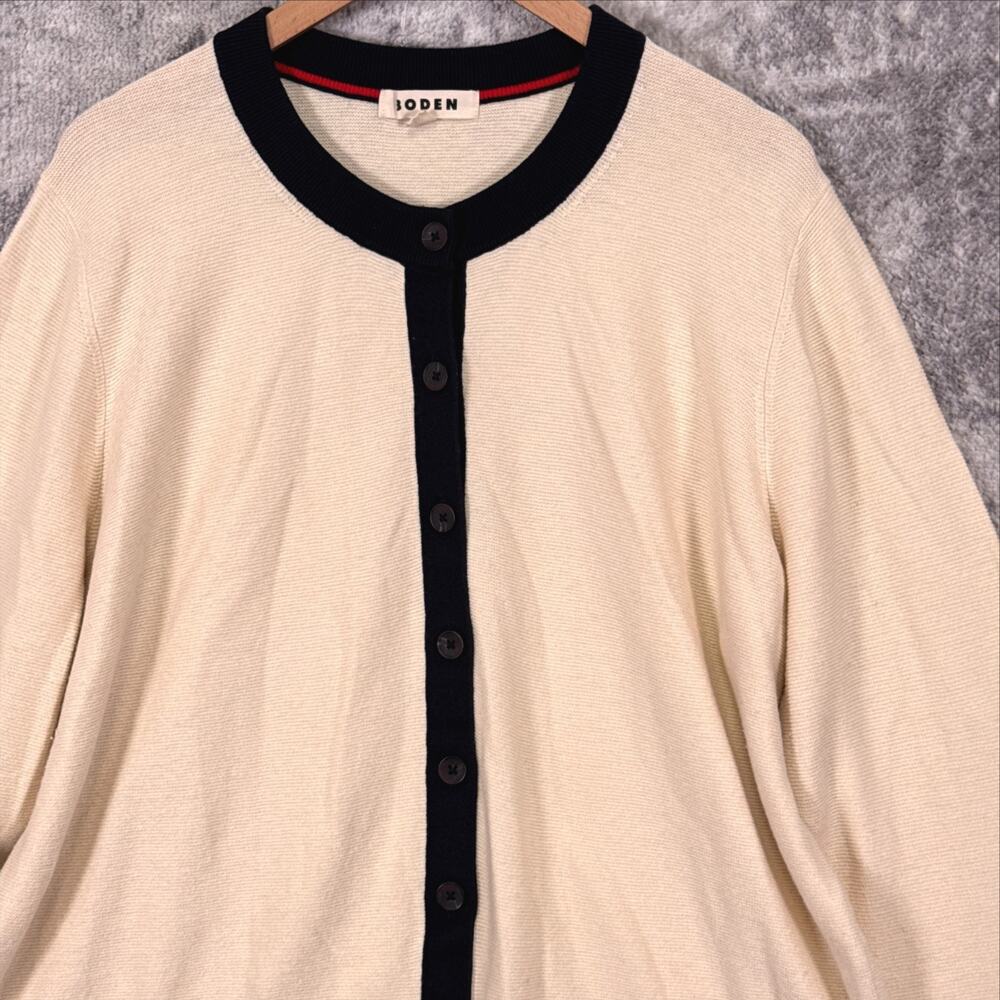 Boden Sweater XL Womens Cotton Cashmere Knit Color Block Button Cardigan - Picture 2 of 8